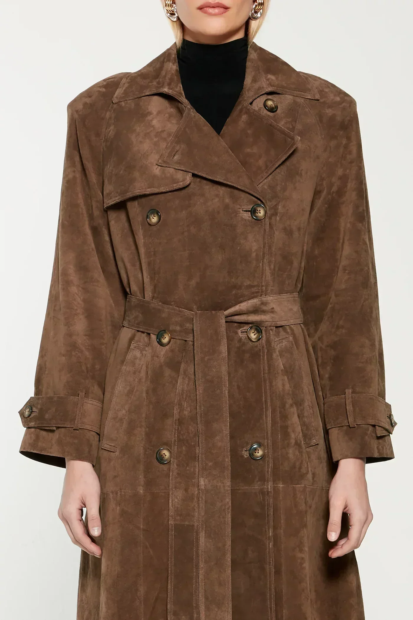 Heidi-Mode | Eleganter Wildleder Trench Coat - Image 3