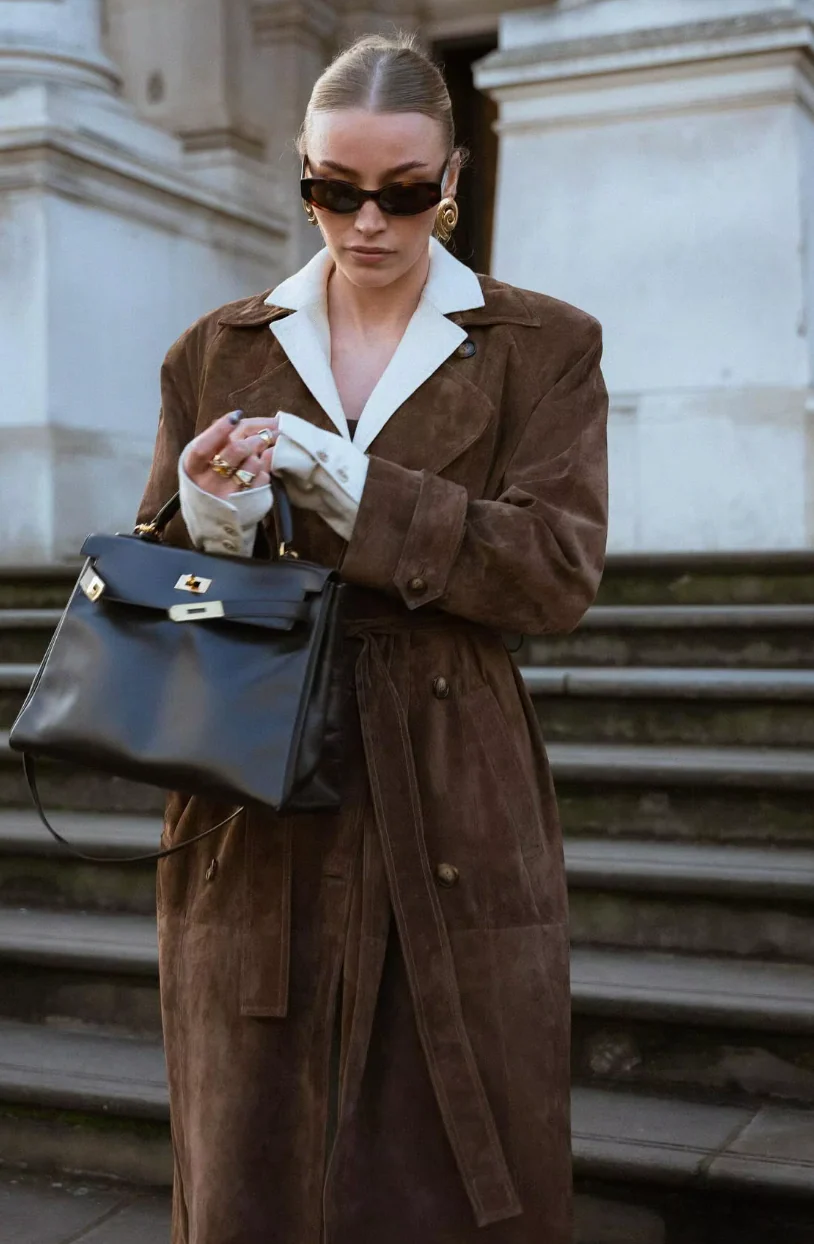 Heidi-Mode | Eleganter Wildleder Trench Coat - Image 4