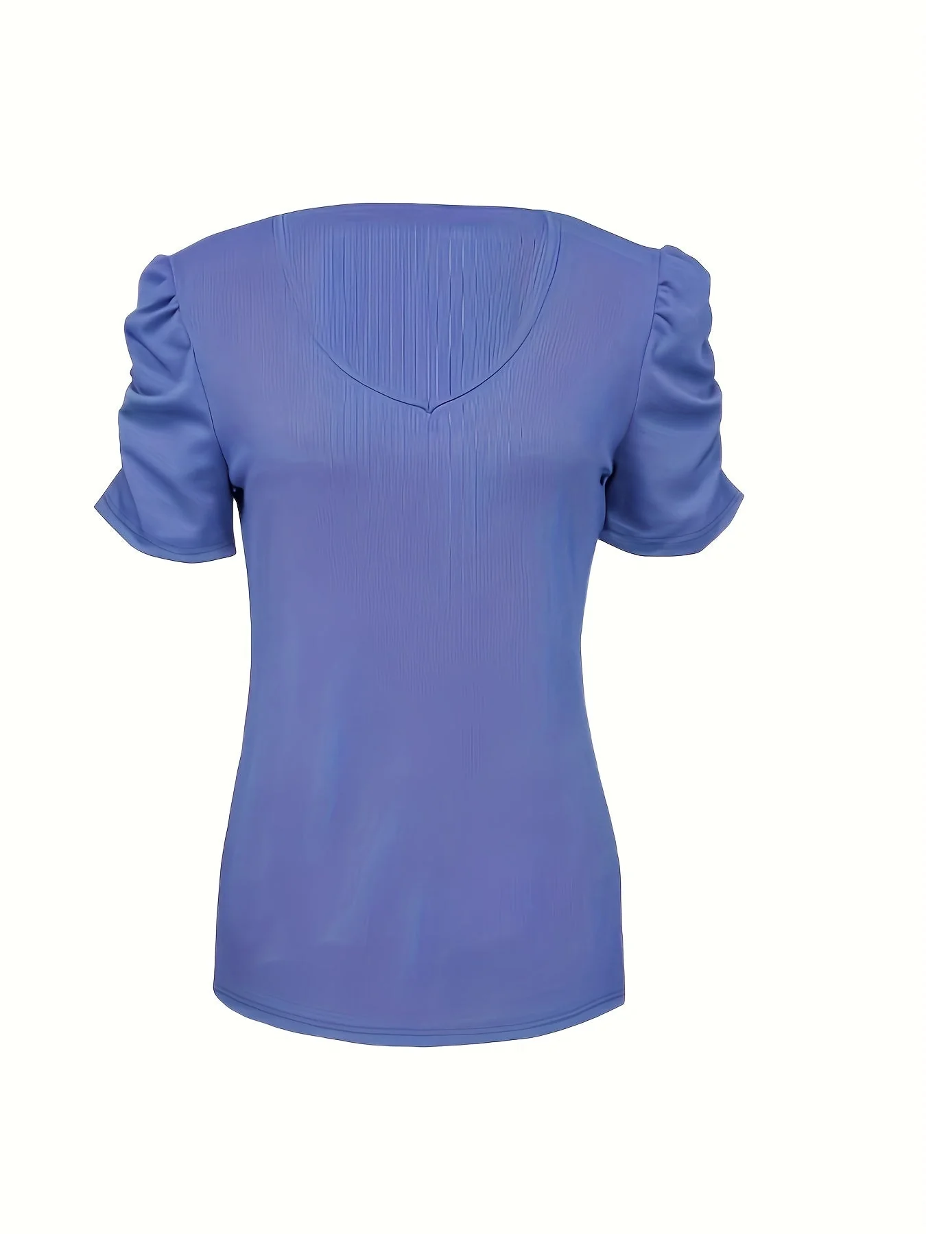 Heidi-Mode | Elegantes Geripptes V-Ausschnitt T-Shirt für Damen - Image 5