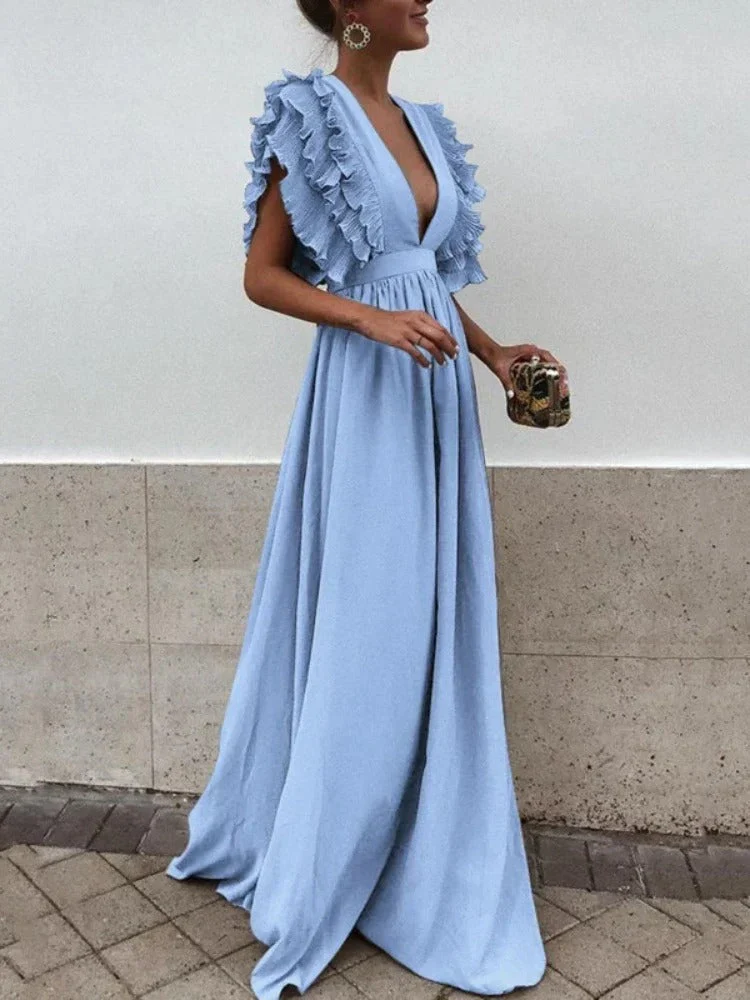 Heidi-Mode | Elegantes Kleid mit V-Ausschnitt und Rüschensäumen - Image 2