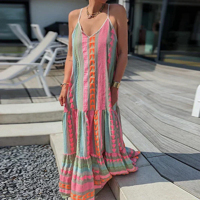 Heidi-Mode | Elegantes Kleid, Ärmellos, mit Rüsche und Lässigem Druck - Image 3