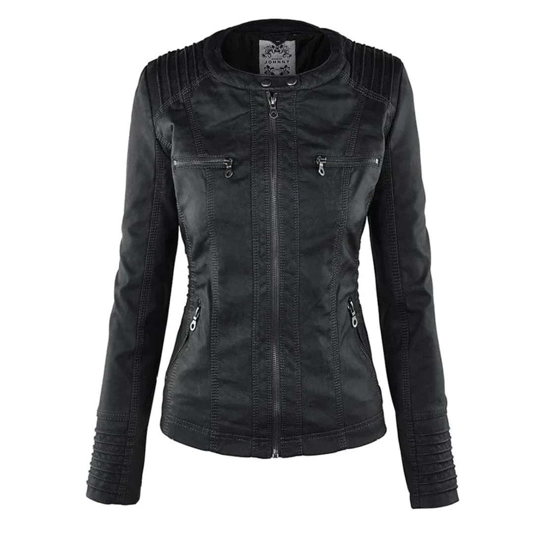 Heidi-Mode | Elegantes Motorradjacke mit Kapuze Aus Hochwertigem Leder
