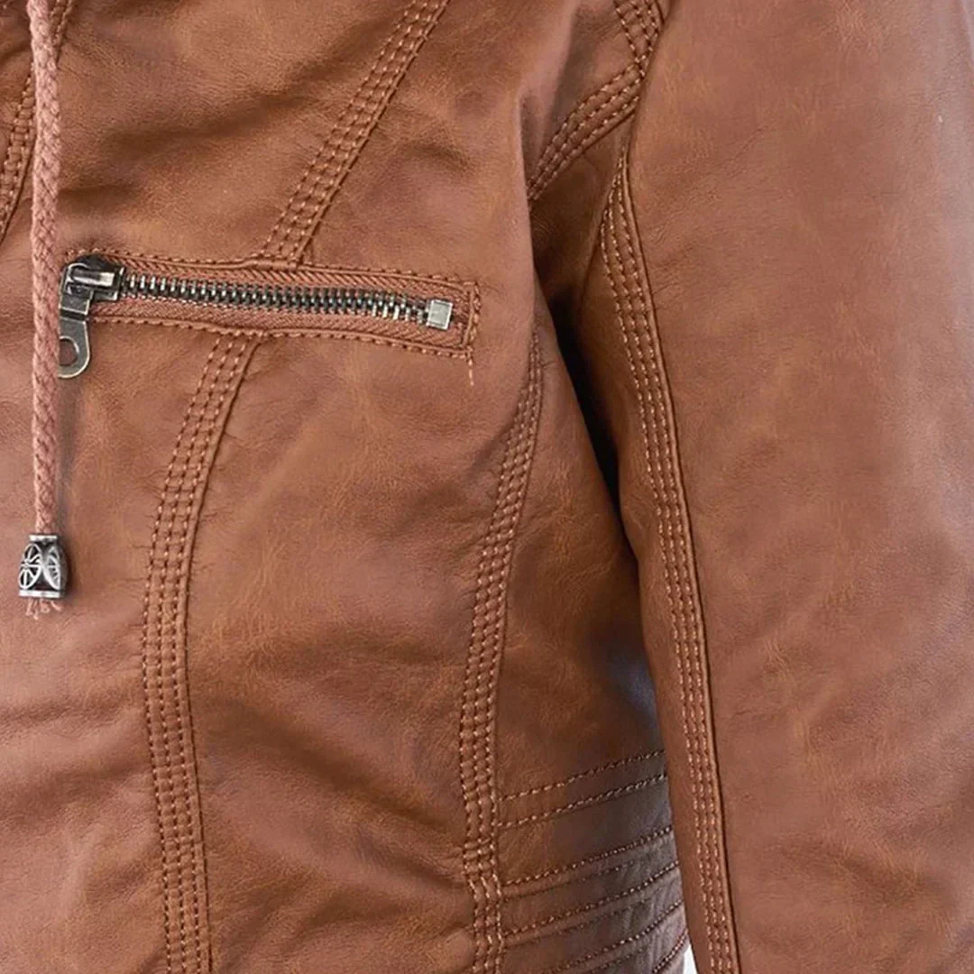 Heidi-Mode | Elegantes Motorradjacke mit Kapuze Aus Hochwertigem Leder - Image 10