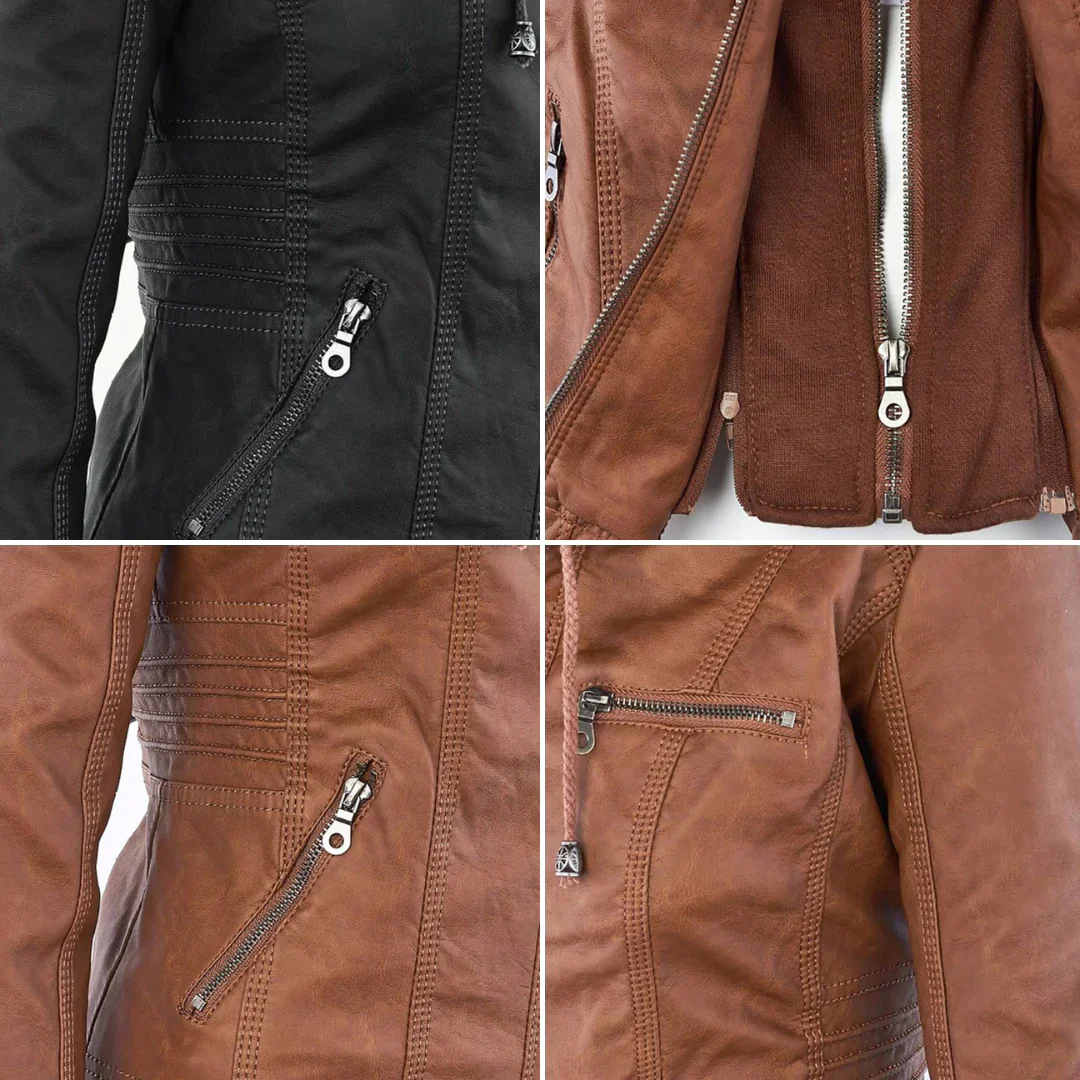 Heidi-Mode | Elegantes Motorradjacke mit Kapuze Aus Hochwertigem Leder - Image 18