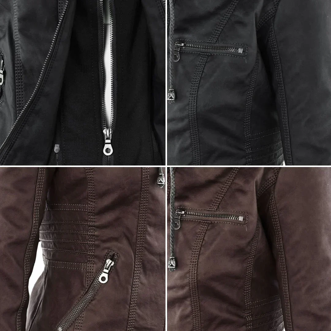 Heidi-Mode | Elegantes Motorradjacke mit Kapuze Aus Hochwertigem Leder - Image 19