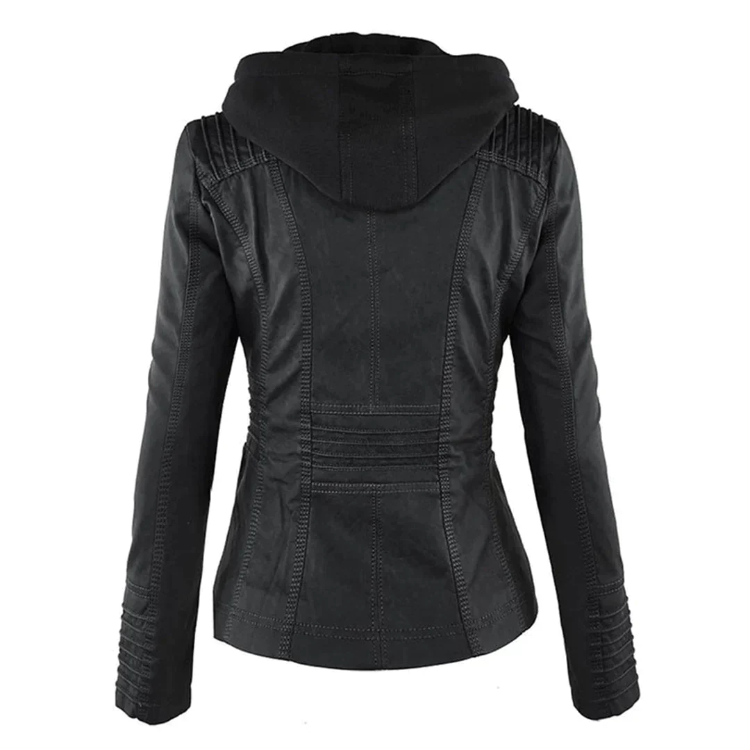 Heidi-Mode | Elegantes Motorradjacke mit Kapuze Aus Hochwertigem Leder - Image 2