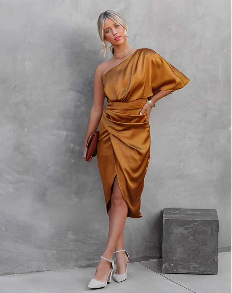 Heidi-Mode | Elegantes-One-Shoulder-Abendkleid-Aus-Satin-Asymmetrisches-Partykleid-Aus-Satin-Mit-Ruschen - Image 10