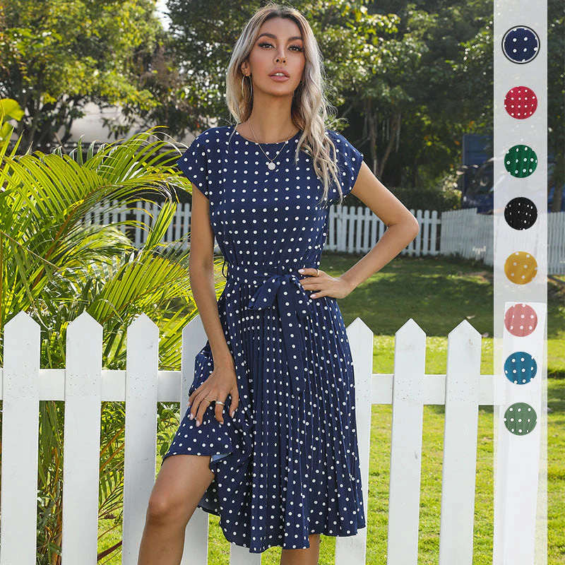 Heidi-Mode | Elegantes Polka Dot Midi Kleid mit Kurzem Ärmel für Damen - Image 4