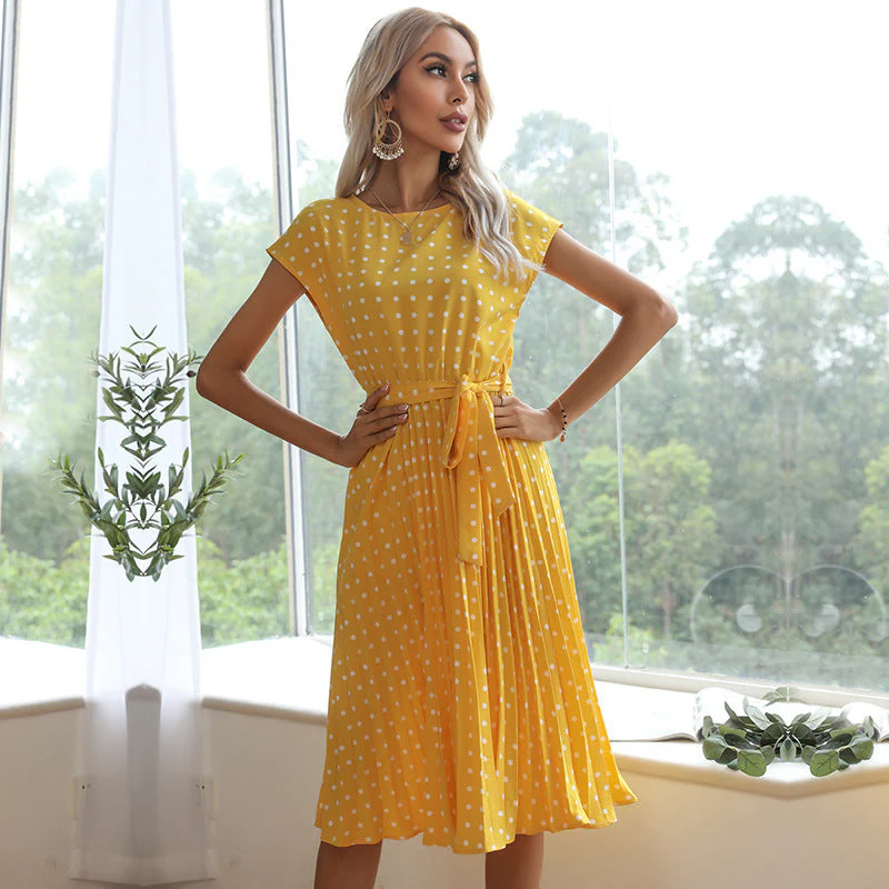 Heidi-Mode | Elegantes Polka Dot Midi Kleid mit Kurzem Ärmel für Damen - Image 8