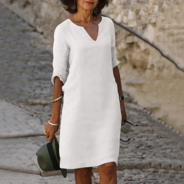 Heidi-Mode | Elegantes Sommerkleid Aus Leinen mit V-Ausschnitt - Image 3