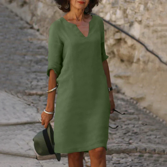Heidi-Mode | Elegantes Sommerkleid Aus Leinen mit V-Ausschnitt - Image 7