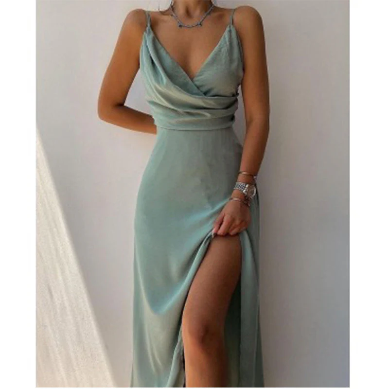 Heidi-Mode | Elegantes V-Ausschnitt Spaghetti Träger Prom Formales Kleid - Image 2