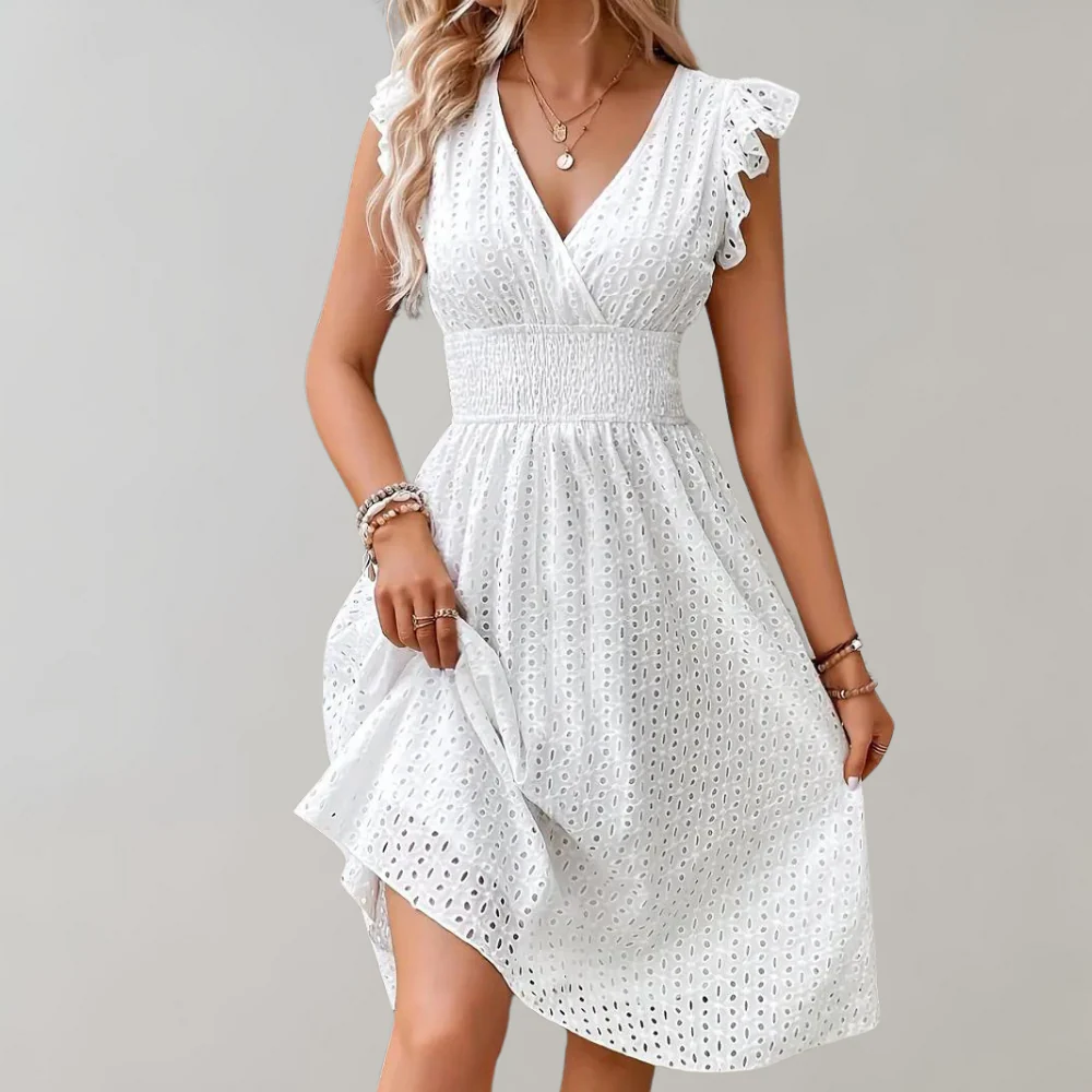 Heidi-Mode | Elegantes, Weißes Sommerkleid mit Rüschenärmeln - Image 2