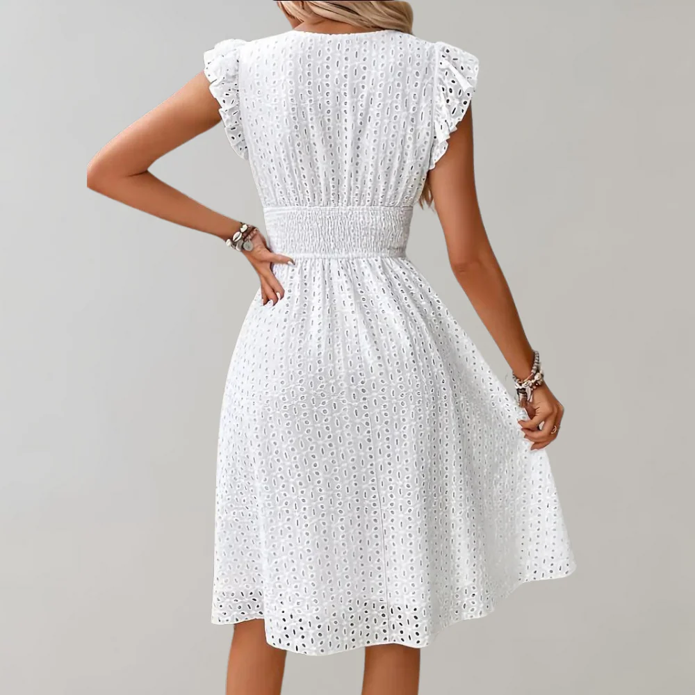 Heidi-Mode | Elegantes, Weißes Sommerkleid mit Rüschenärmeln - Image 4