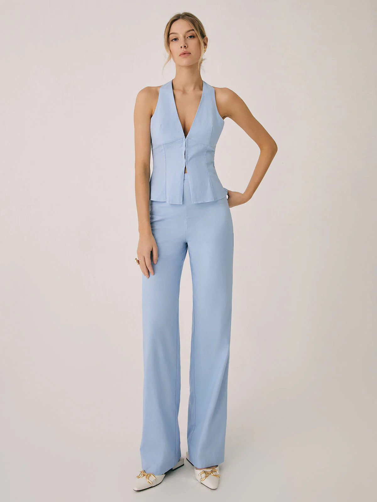 Heidi-Mode | Elegantes Zweiteiliges Satz mit Weste & Weitbein Hose