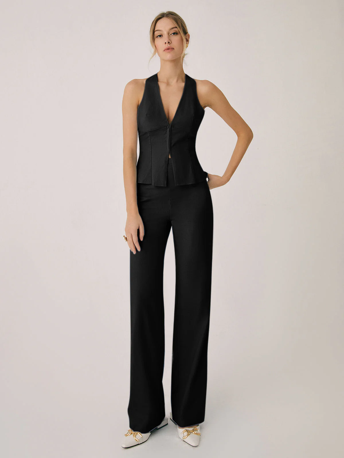 Heidi-Mode | Elegantes Zweiteiliges Satz mit Weste & Weitbein Hose - Image 6