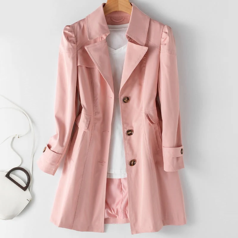 Heidi-Mode | Damen Trenchcoat Herbst 2023 Trend Einreihiger Mittellanger Trenchcoat für Frauen - Image 4