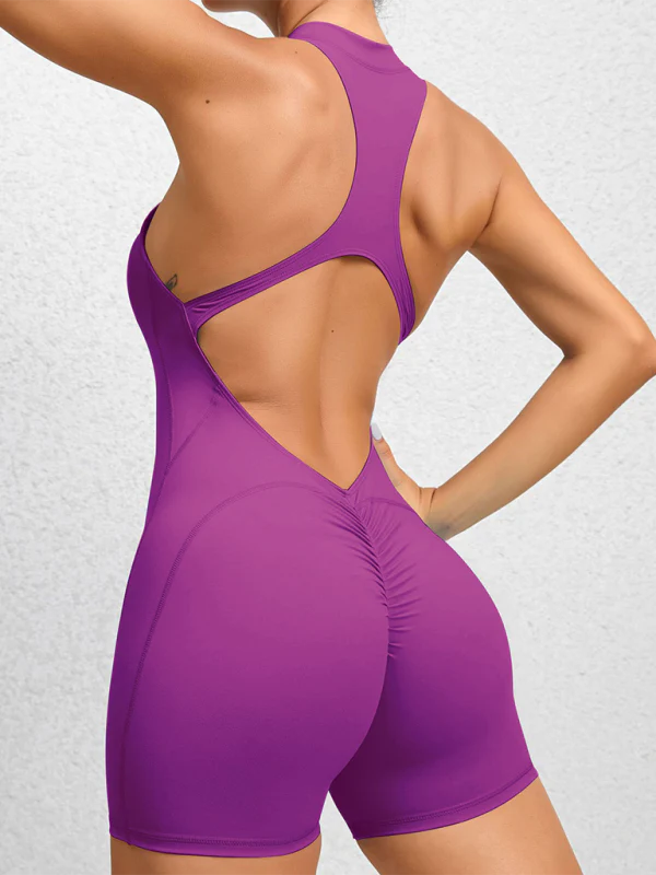 Heidi-Mode | Enganliegende Reißverschluss-Sport-Yoga-Hosen Pfirsich Hüften Einteiler Schnelltrocknend Plissierter Fitness-Jumpsuit - Image 22