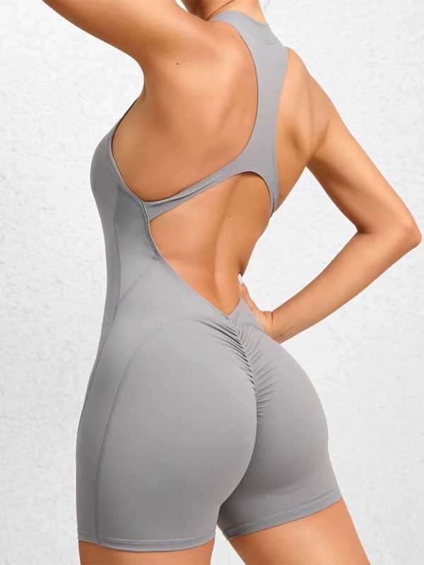 Heidi-Mode | Enganliegende Reißverschluss-Sport-Yoga-Hosen Pfirsich Hüften Einteiler Schnelltrocknend Plissierter Fitness-Jumpsuit - Image 42