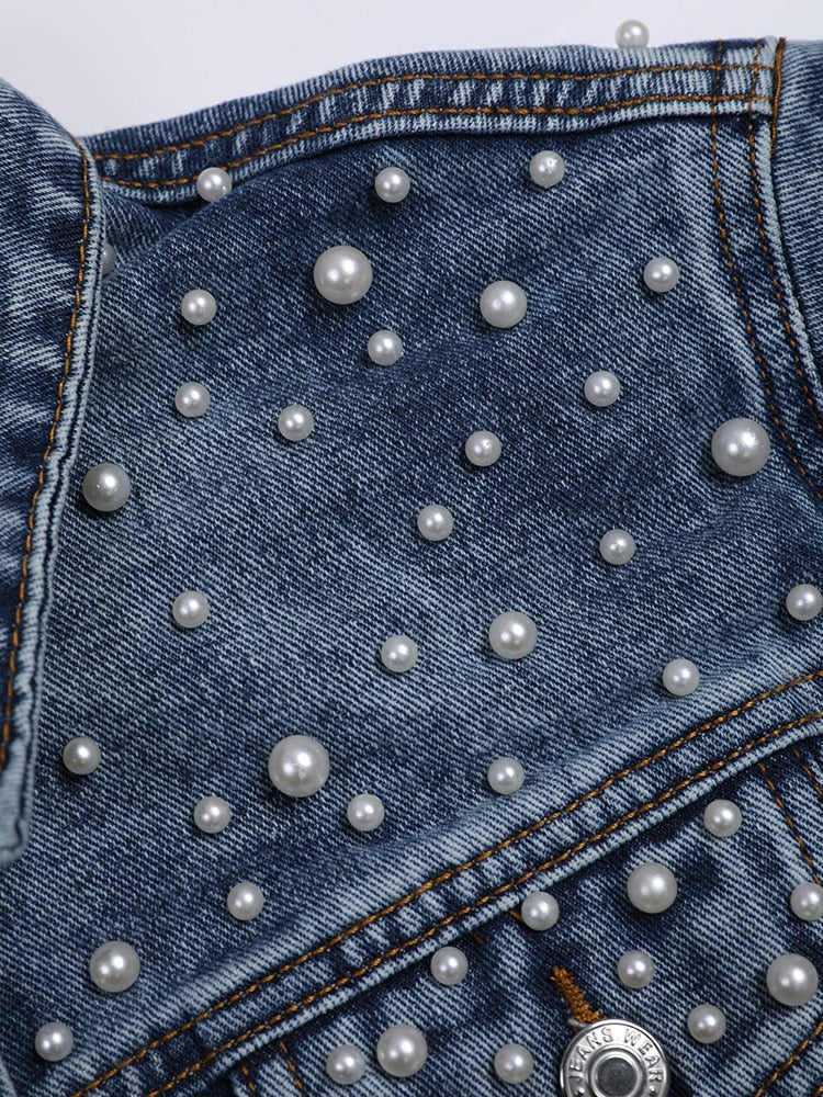 Heidi-Mode | Exklusive Lina Jeansjacke Denim-Liebling mit Stilvoller Perlenverzierung - Image 3