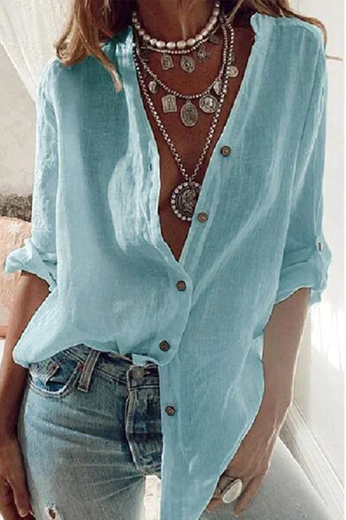 Heidi-Mode | Fashion Solid Bluse mit V-Ausschnitt - Image 2