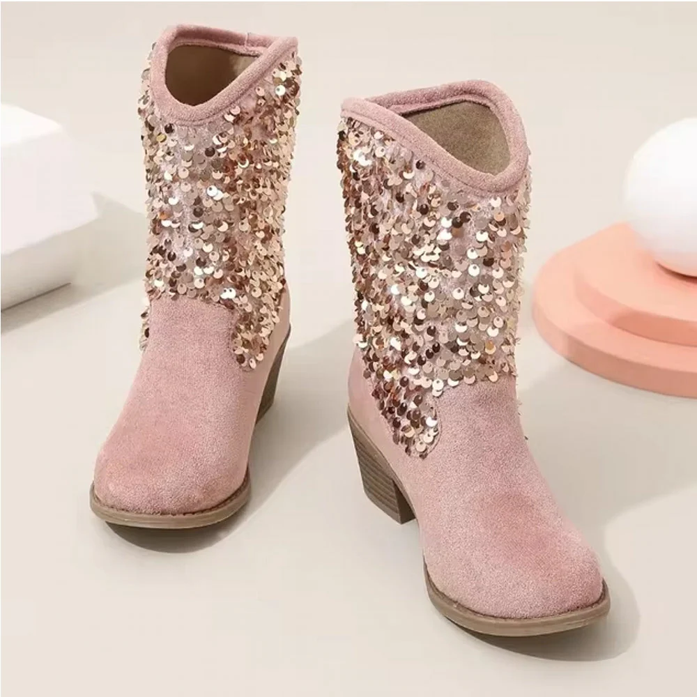 Heidi-Mode | Mode Kinder Mädchen Chelsea Schuhe Glitzer Dicke Absätze - Image 4