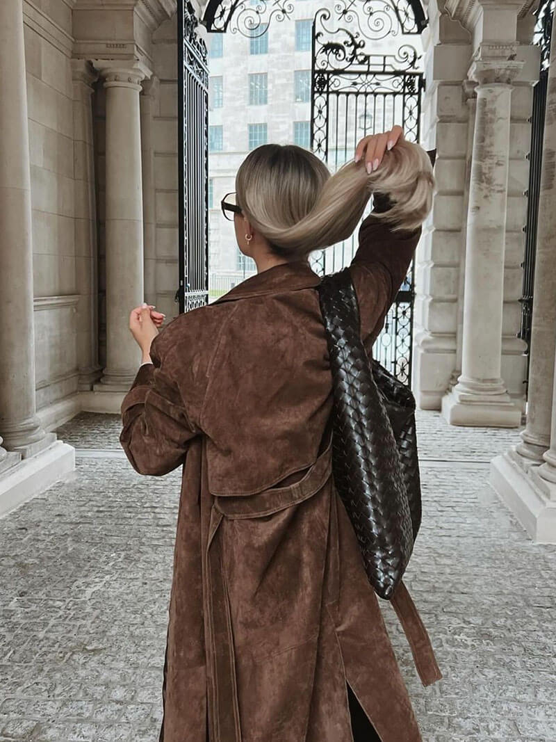 Heidi-Mode | Faux Suede Trenchcoat - Image 4