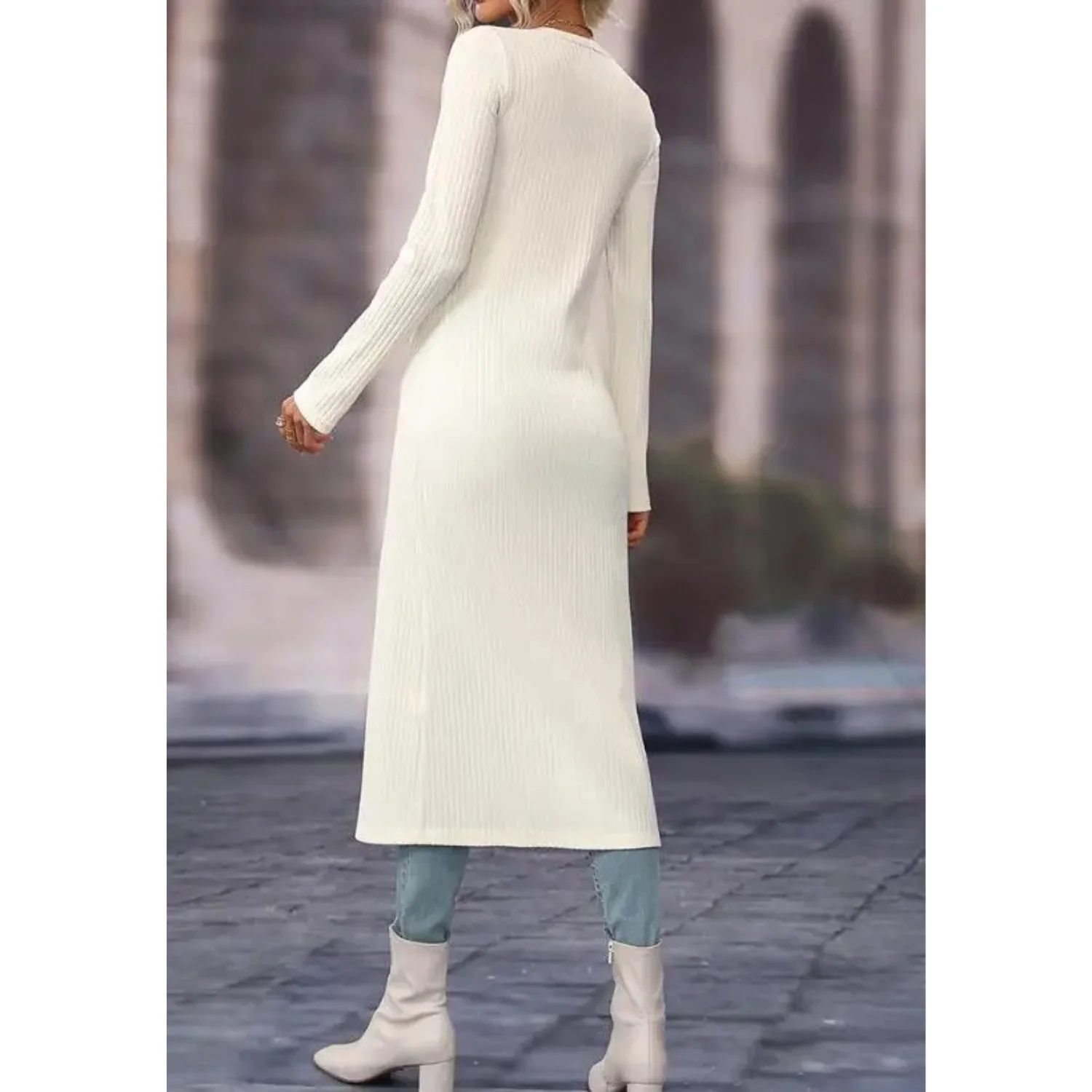 Heidi-Mode | Fit V-Ausschnitt mit Knopf Lange Sommerjacke