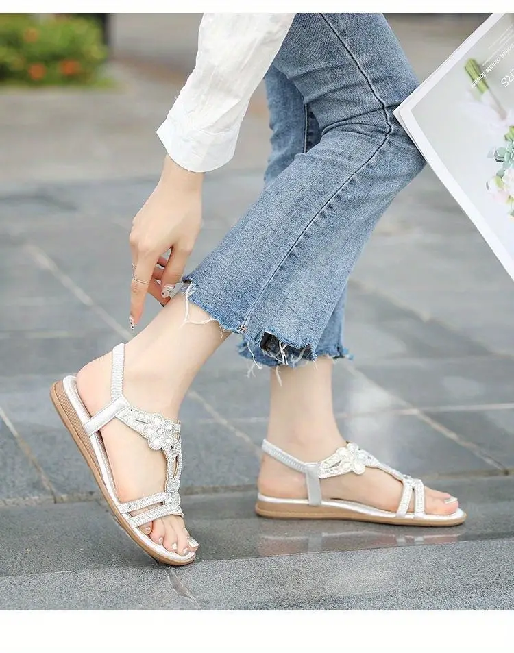 Heidi-Mode | Flache Sandalen - Schick - Elastischer Knöchelriemen - Image 5