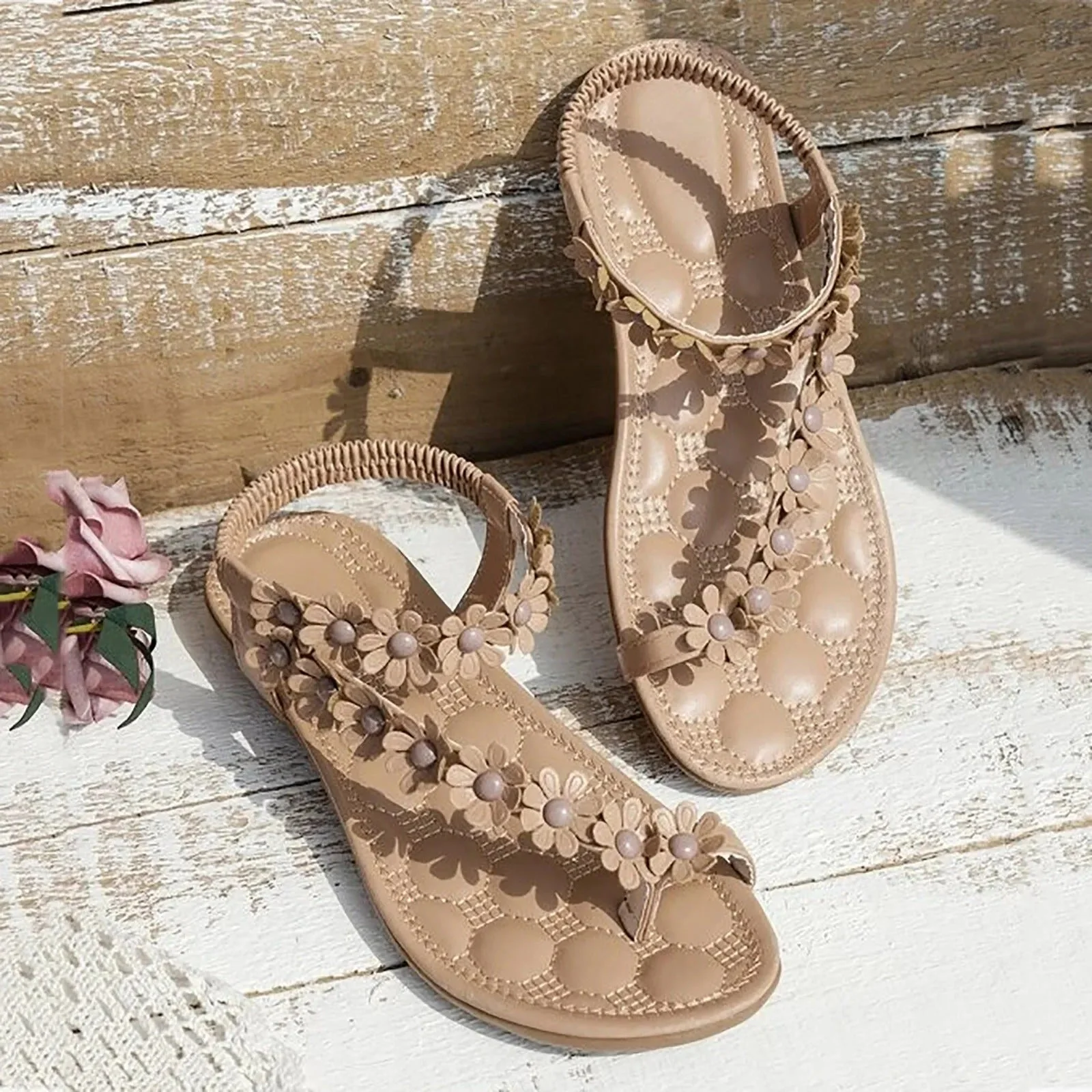 Heidi-Mode | Flache Sommer Blumen Sandalen - Image 2