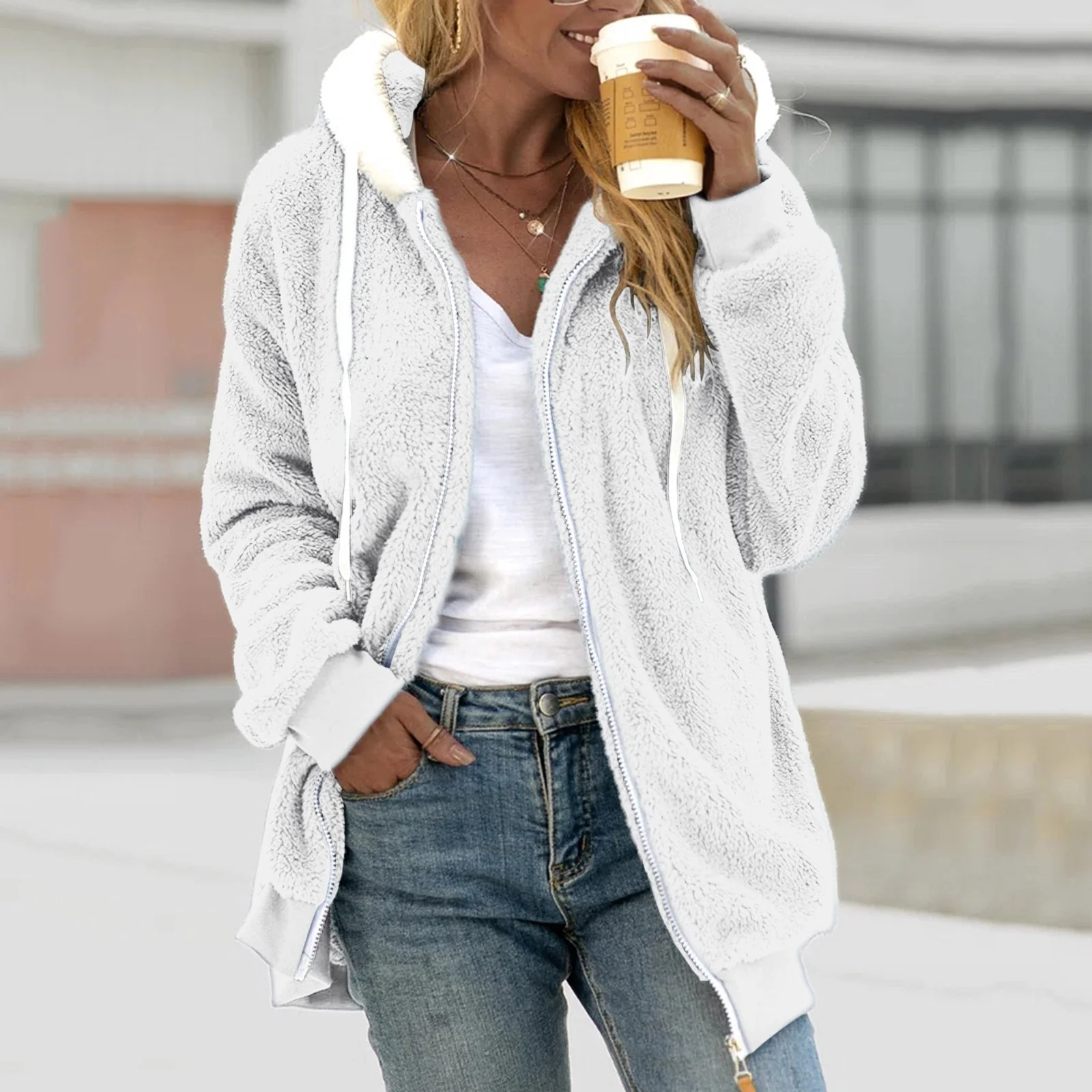 Heidi-Mode | Fleece Cardigan Kuscheliger Kapuzenjacke für Frauen - Image 4