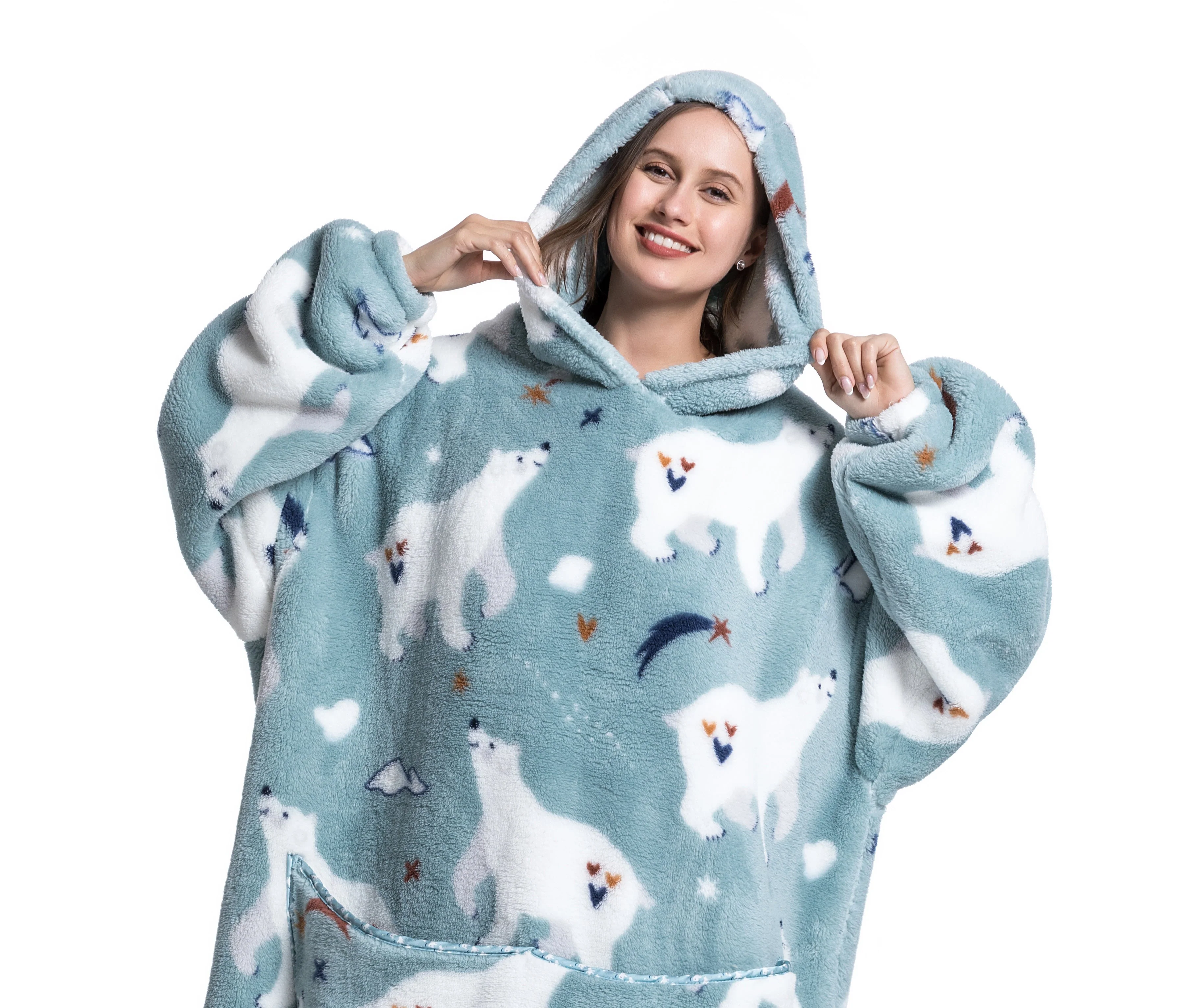 Heidi-Mode | Fleece Hoodie Decke für Den Winter - Image 2