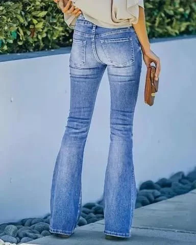Heidi-Mode | Flex Knopf Hohe Taille Jeanshose für Damen