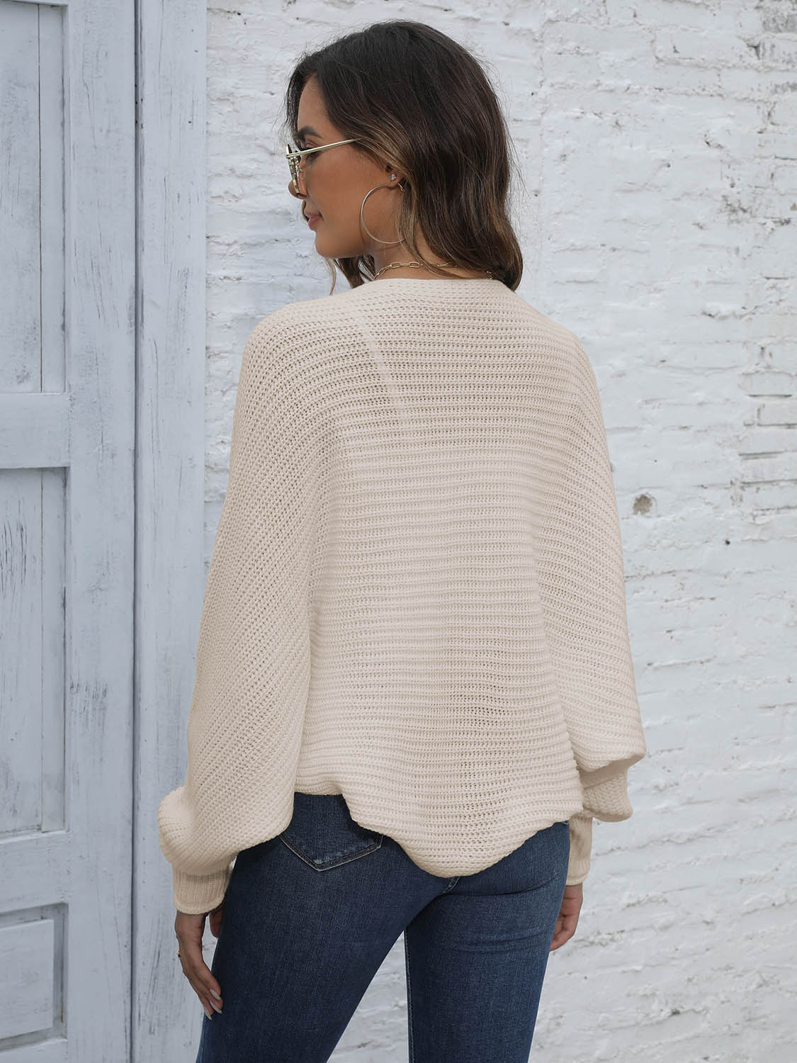 Heidi-Mode | Bat Sleeve Offenes Front Kurzes Cardigan - Image 8