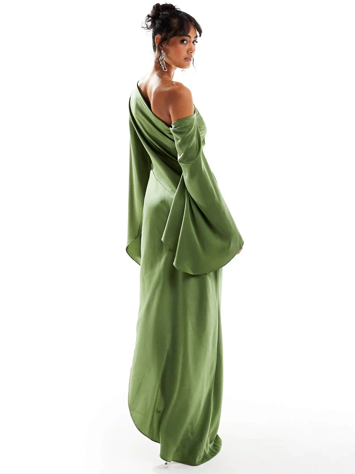 Heidi-Mode | Fließendes Grünes Asymmetrisches Kleid für Damen - Image 3