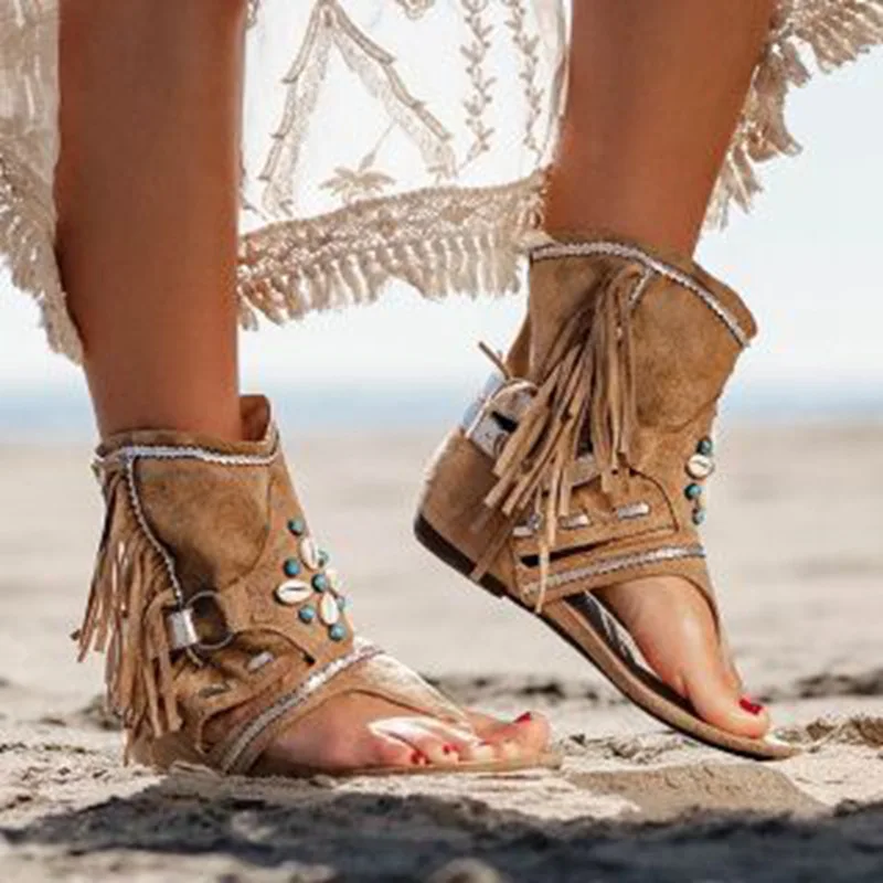 Heidi-Mode | Fransen Boho Sandalen - Image 2
