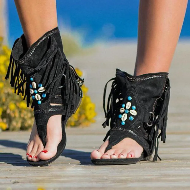 Heidi-Mode | Fransen Boho Sandalen - Image 6