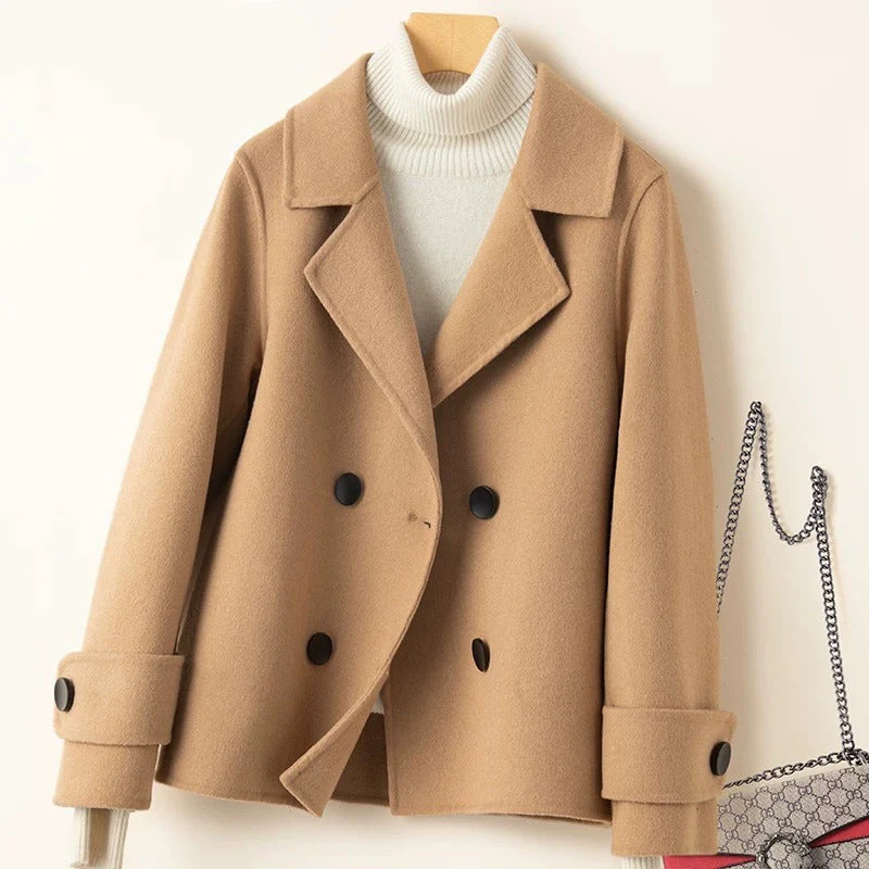 Heidi-Mode | Mantel - Taillierter Fit - Woll-Look - Doppelreiher - Reverskragen - Kurze Länge - Image 4
