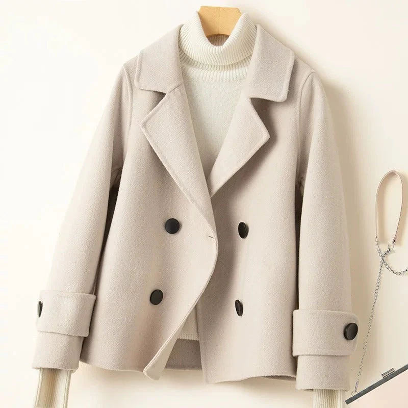 Heidi-Mode | Mantel - Taillierter Fit - Woll-Look - Doppelreiher - Reverskragen - Kurze Länge - Image 5