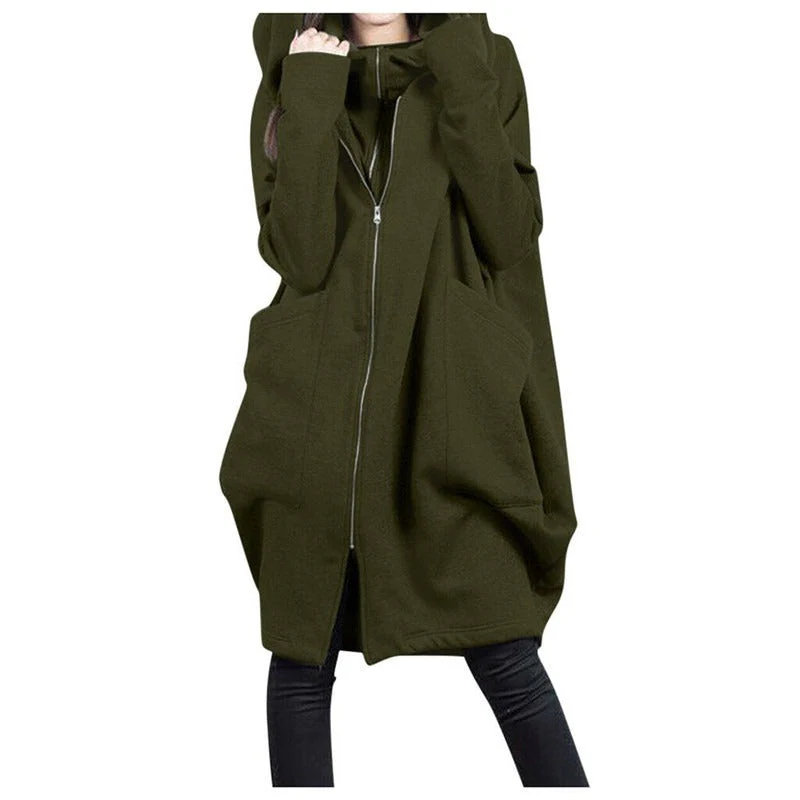 Heidi-Mode | Mittellanger Mantel - Oversized Fit - Kapuze - Reißverschluss - Weicher Woll-Look - Image 2