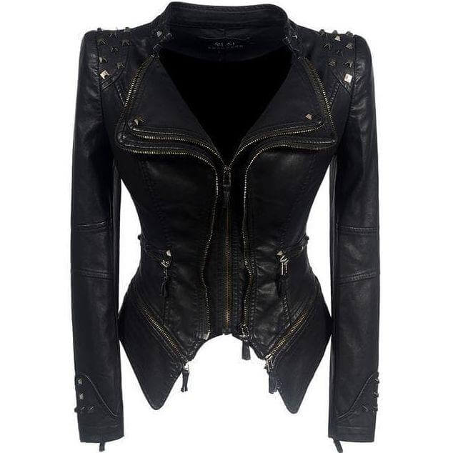 Heidi-Mode | Damen Nieten PU Lederjacke - Image 4