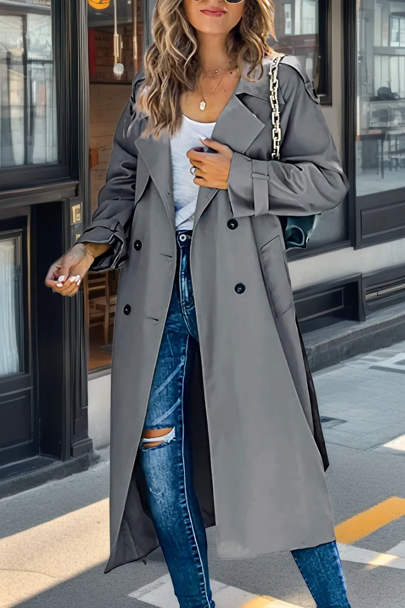 Heidi-Mode | Damen Doppelt-knöpfiger Trenchcoat - Image 3