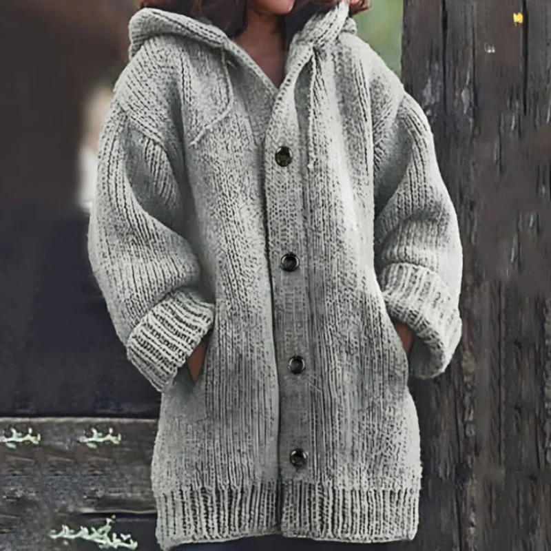 Heidi-Mode | Strickjacke - Oversized Passform - Dickes und Warmes Material - mit Kapuze - Image 4