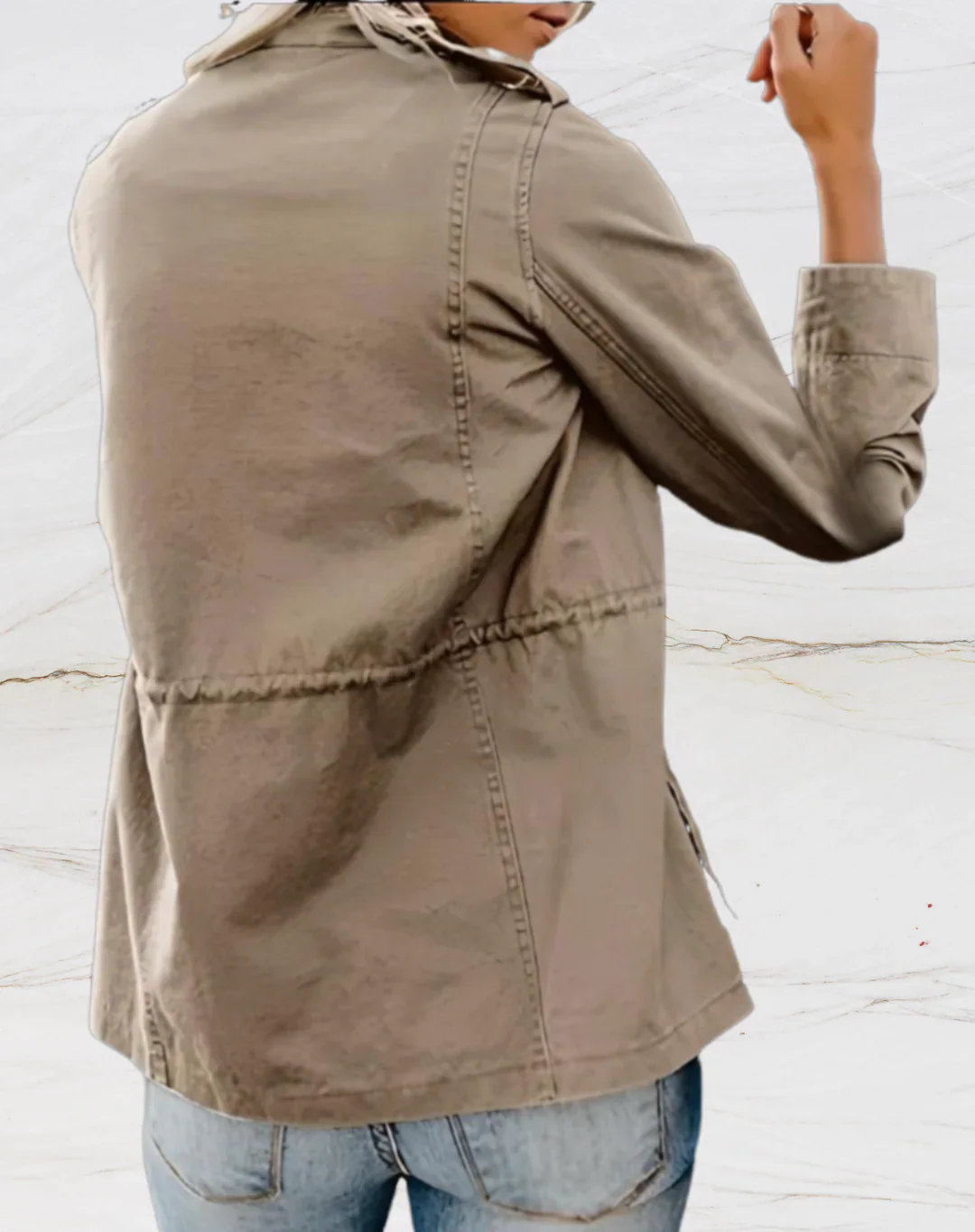 Heidi-Mode | Utility-Jacke - Baumwolle - Regulierter Schnitt - Vier Taschen - Reißverschluss- und Knopfverschluss - Image 2