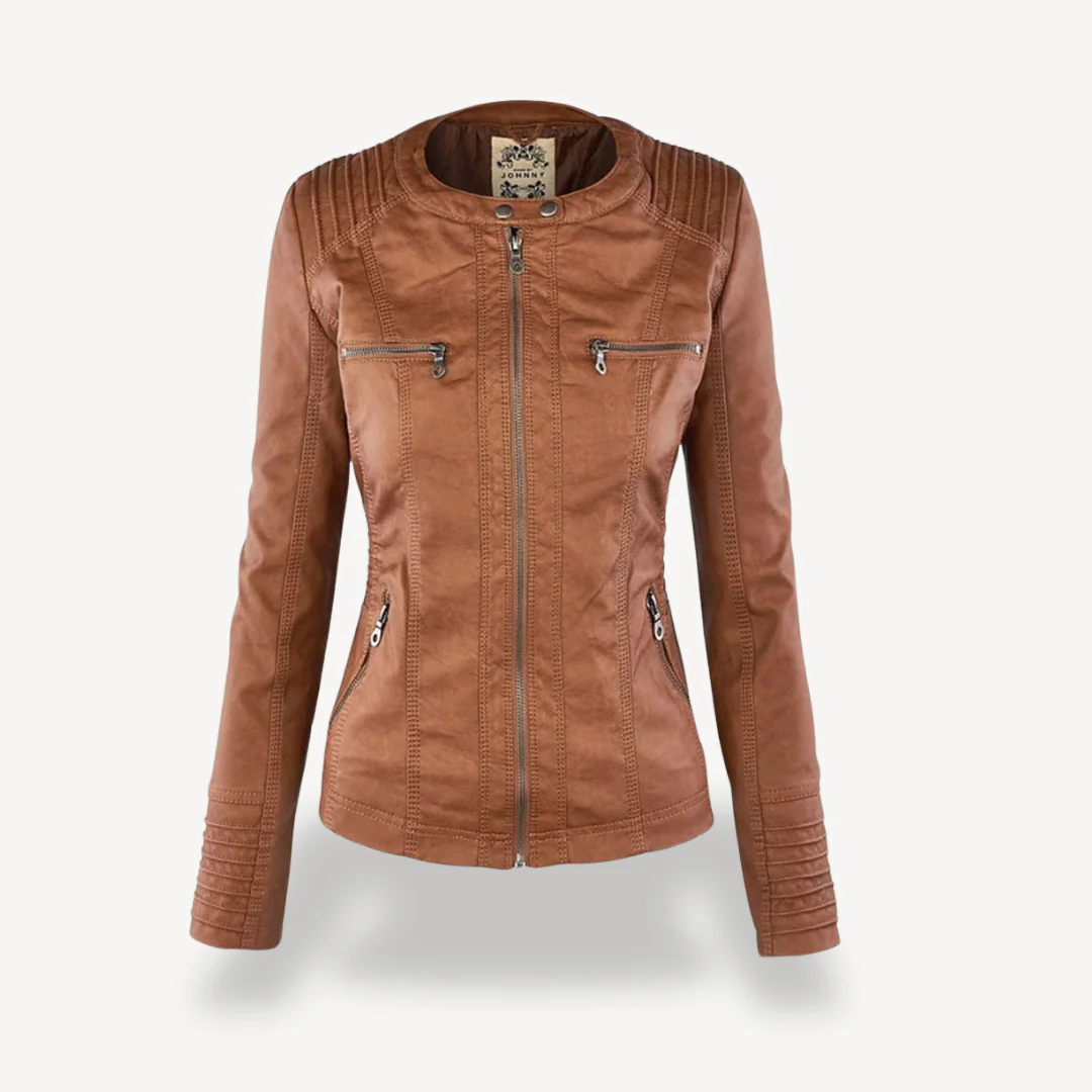 Heidi-Mode | Damen Wasserdichte Lederjacke mit Kapuze - Image 2