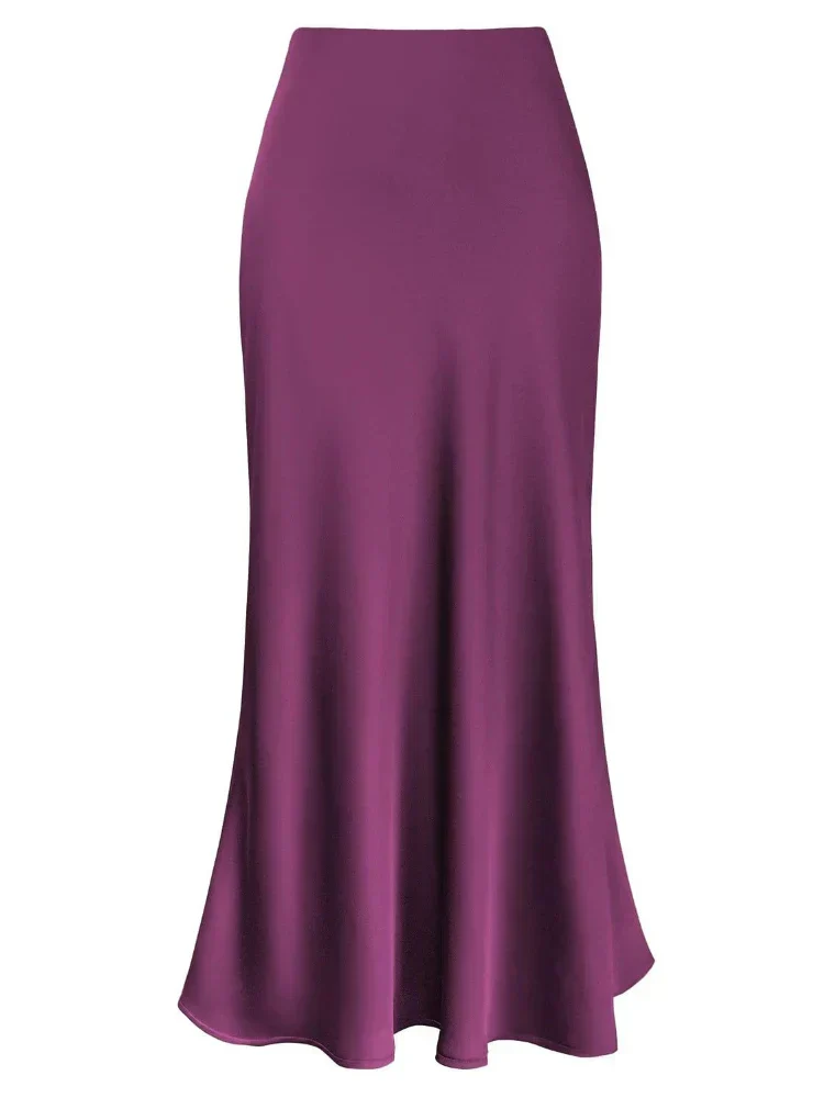 Heidi-Mode | Frauen Satin Seiden Röcke Sommer Frühling Koreanische Mode Kleidung Büro Damen Lange Röcke Elegant Schwarz Maxi Röcke für Frauen - Image 12