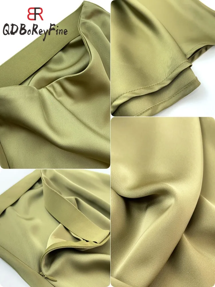 Heidi-Mode | Frauen Satin Seiden Röcke Sommer Frühling Koreanische Mode Kleidung Büro Damen Lange Röcke Elegant Schwarz Maxi Röcke für Frauen - Image 5