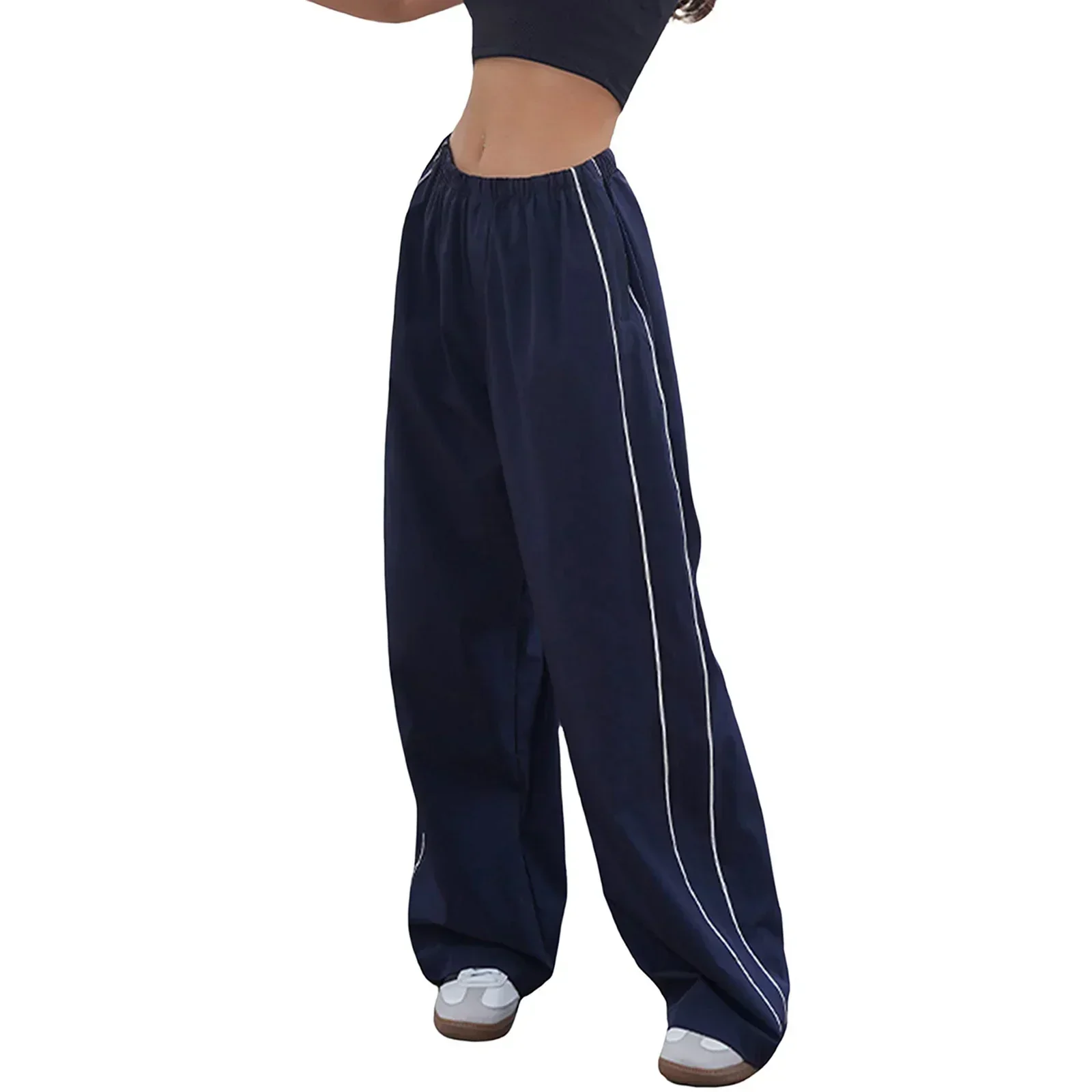 Heidi-Mode | Frauen Y2K Elastischer Taillen Cargo Hosen Locker Einfarbige Jogginghosen Trainingshose mit Taschen Streetwear - Image 11