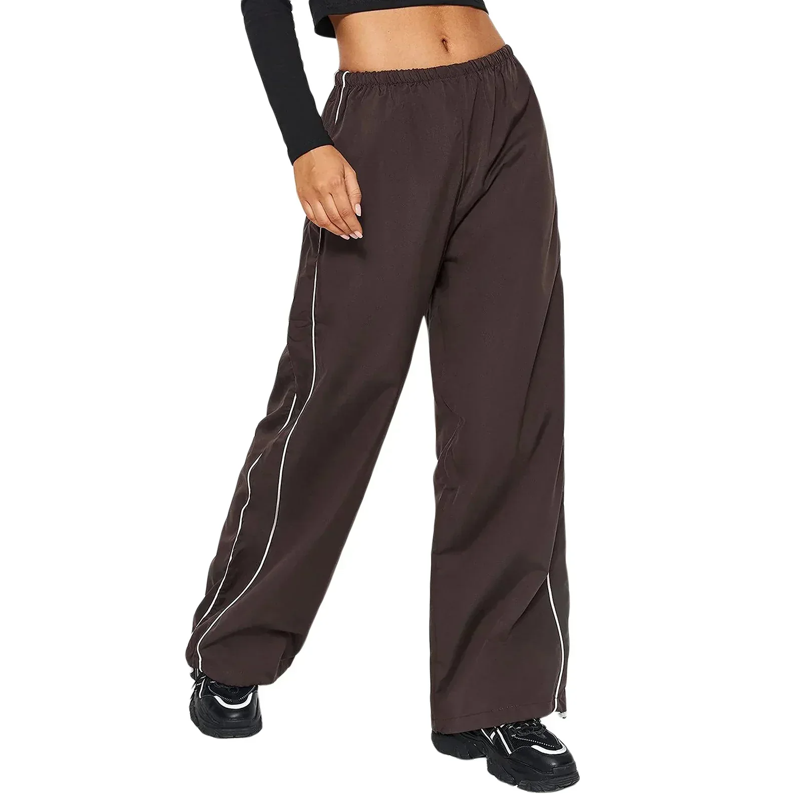 Heidi-Mode | Frauen Y2K Elastischer Taillen Cargo Hosen Locker Einfarbige Jogginghosen Trainingshose mit Taschen Streetwear - Image 9