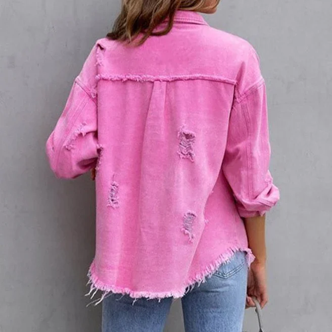 Heidi-Mode | Frühlingsjacke Moderne Damenjacke Aus Denim mit Rohen Kanten - Image 2